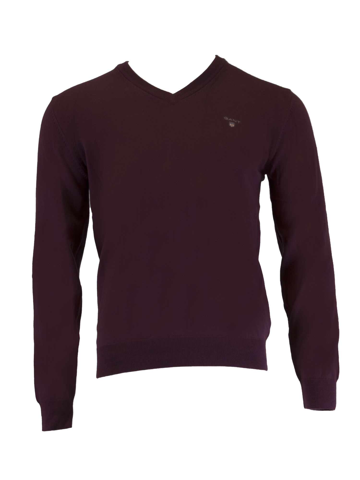 Gant Men Solid V Neck Long Sleeves Sweater